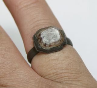 Medieval Bronze Ring Crystal - Glass You Can Use.  From Northern Europ photo