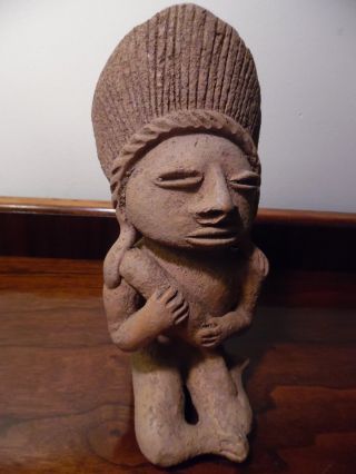 Primitive Mayan Aztec Inca Mexican Folk Art Pottery Effigy Icon Figural Vessel photo