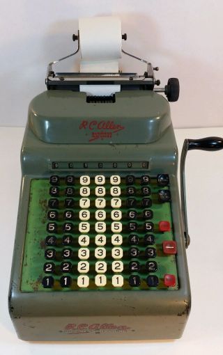 1930s Calculator Cash Register R.  C.  Allen Business Adding Machine Prints Receipt photo