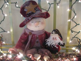 Primitive Doll Snowman Santa Christmas Folk Art Debbiesfromtheheart photo
