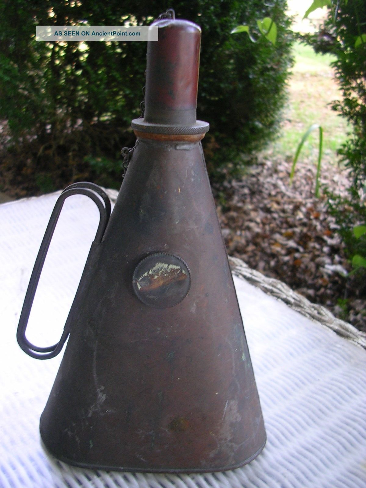 Antique Copper Miner ' S Or Workman ' S Oil Lamp Light Philadelphia Primitives photo