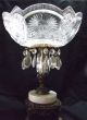 Glass Crystal Compote Centerpiece Bowl Brass Footed With Cut Teardrop Prisms. Compotes photo 3