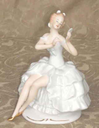 Vintage Wallendorf Germany Sitting Ballerina 1396 Porcelain Figurine photo