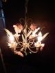 Vtg Petite Italian Tole - Toleware Chandelier Swag - White & Pink Flowers Adorable Chandeliers, Fixtures, Sconces photo 5