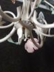 Vtg Petite Italian Tole - Toleware Chandelier Swag - White & Pink Flowers Adorable Chandeliers, Fixtures, Sconces photo 6