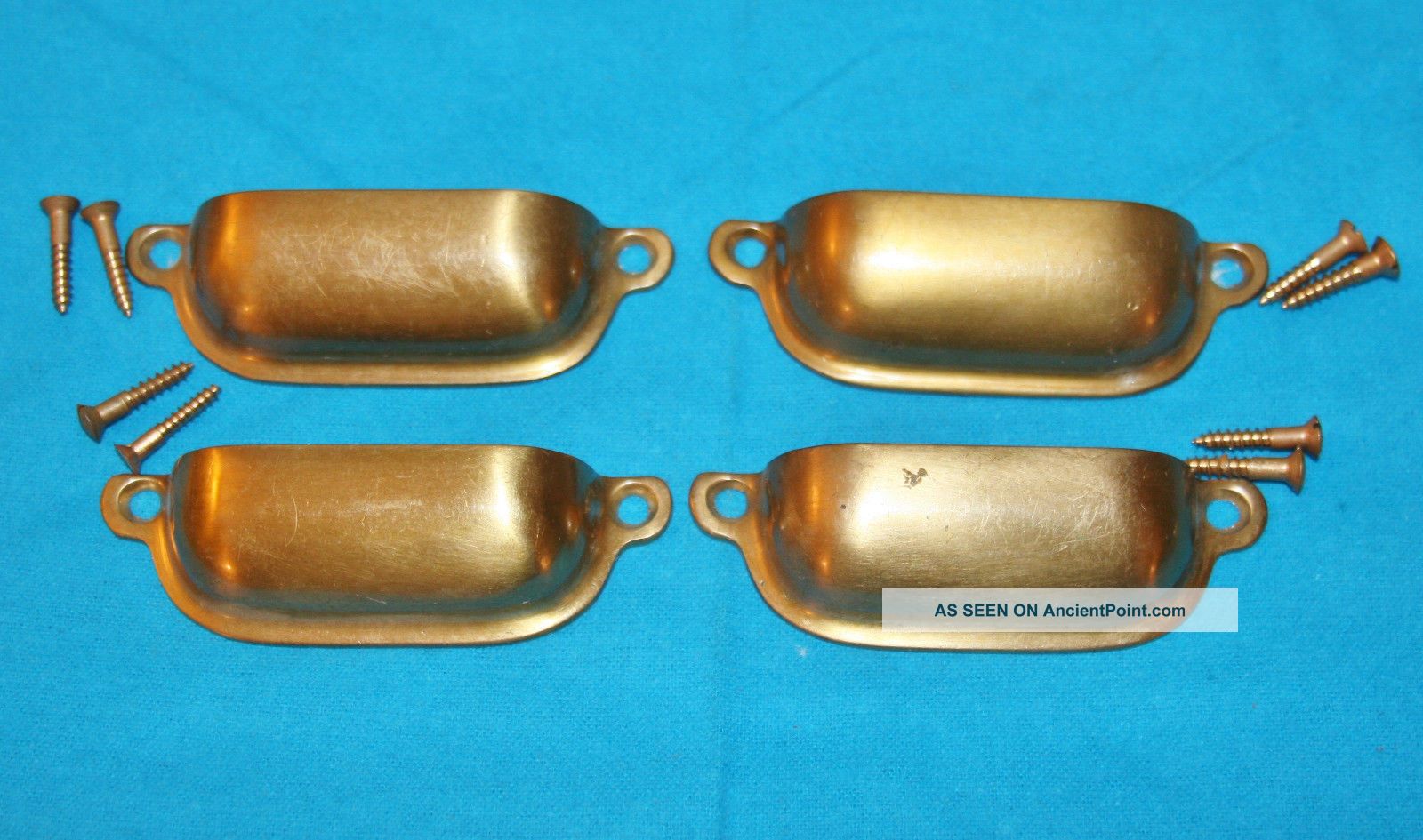 4 Vintage Brass Cup Drawer Pulls W/screws Drawer Pulls photo