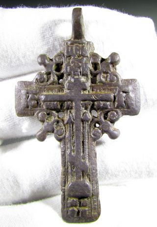 Stunning Tudor Period Bronze Radiate Cross Pendant - Wearable Artifact - E79 photo