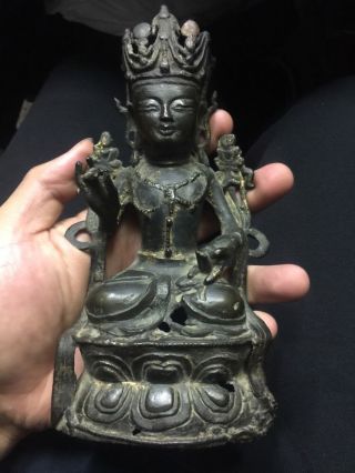 Antique Chinese Gold Gilt Bronze Ming Buddha Museum 192 Tibetan Asian China photo