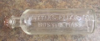 Early 1900 ' S Tuttle ' S Elixir Co. ,  Boston,  Mass.  12 Sided Bottle W/cap,  V.  G.  Cd photo