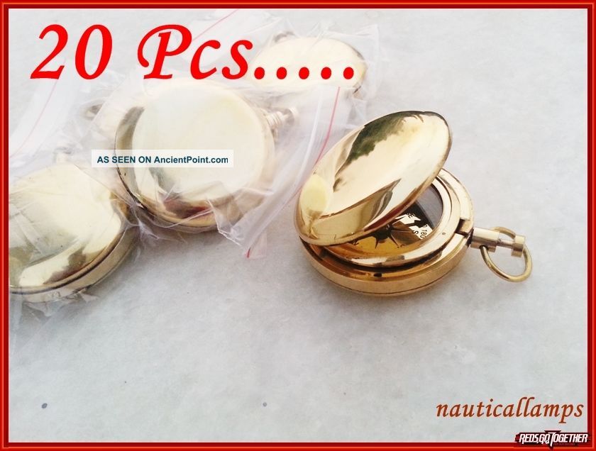Polish Brass Compass Pocket Keychain Button Magnetic Compasses 20 Compasses photo