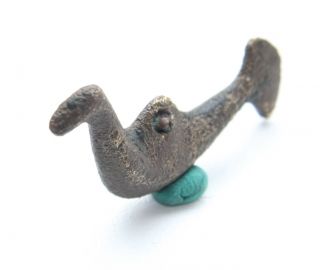 Ancient Old Zoomorphic Bronze Amulet Pendant Viking Period photo