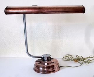 Machine Age Art Deco Copper/chrome Desk Lamp Industrial Mid Century Bauhaus $$$$ photo