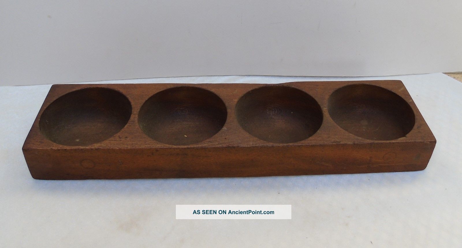 Antique Primitive Walnut? Wood 4 Hole Till Coin Holder Primitives photo