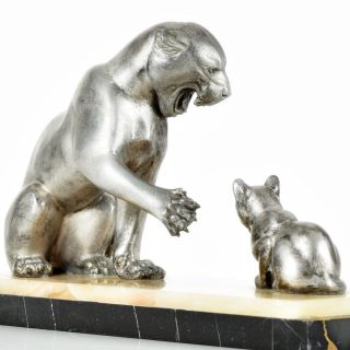 1930s French Art Deco Panther Group Sculpture photo