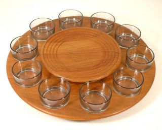 Vtg 1960s Digsmed Denmark Mid Century Danish Modern Lazy Suzan Teak Wood Tray Nm photo