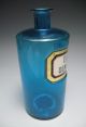 Antique Blown Turquoise Apothecary Bottle Elixir : Dentrific.  No Stopper Bottles & Jars photo 1