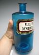 Antique Blown Turquoise Apothecary Bottle Elixir : Dentrific.  No Stopper Bottles & Jars photo 7