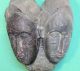 Two Ivory Coast Face Masks Ligbi,  Bandoukou And Mblo Tribe,  Baule 22 Cm High Other African Antiques photo 1