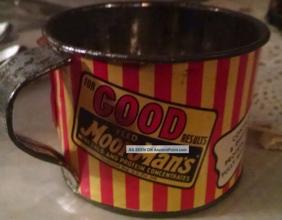 Moormans Cow Mintrate Advertising Tin Cup Primitives photo