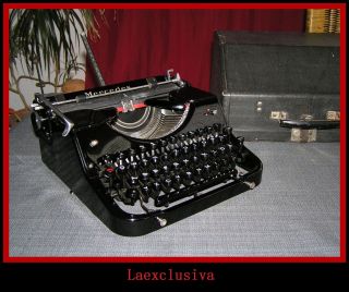 Antique Glossy Black Mercedes Selekta Typewriter Of 1939, .  76 Years Old, . photo