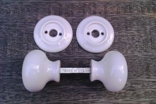 English Made Porcelain Door Handles/knobs & Back Plates.  Period Home photo