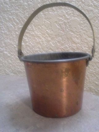 Vintage Small Copper Brass Metal Primitive Bucket Scuttle Swing Bale Handle photo