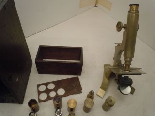 Antique Microscope Byj.  Zentmayer Phila.  In Case And Lenses photo