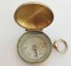 Antique Victorian Cased - Brass Pocket Watch Fob Locking Compass - Beveled Glass Other Antique Science Equip photo 1