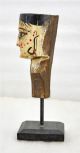 1900s Indian Antique Hand Carved Painted Wooden Puppet Head On Stand India photo 2