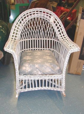 Vintage White Wicker Rocking Chair photo