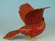 Asian Chinese Old Red Cloisonne Hand Painting Bird Statue Pendant Netsuke Statues photo 2