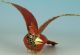 Asian Chinese Old Red Cloisonne Hand Painting Bird Statue Pendant Netsuke Statues photo 3
