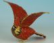 Asian Chinese Old Red Cloisonne Hand Painting Bird Statue Pendant Netsuke Statues photo 5