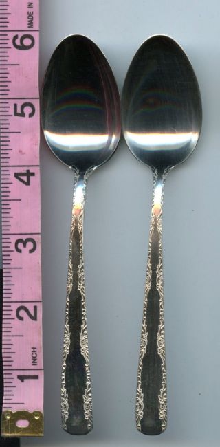 2 Camellia Teaspoon By Gorham Sterling Silver 5 - 7/8 Inch Tea Spoons photo