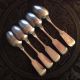 5 Fiddleback Monogramed Silver Spoons With Unknown Makers Mark Or Hallmark Coin Silver (.900) photo 1