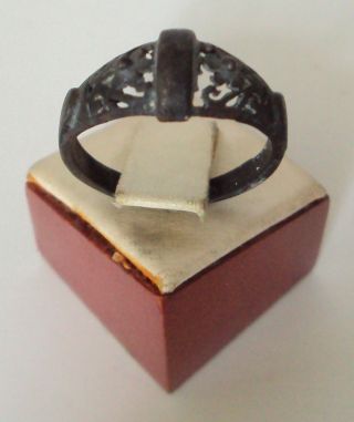 19th To 20th C Bronze Ring With Open Work 494 photo