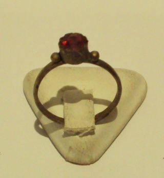 Vintage Bronze Ring With Red Stone From The Early 20th Century 969 photo