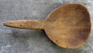 Old Farm Kitchen Wooden Scoop Wood Spoon Primitive Butter Paddle Ladle photo
