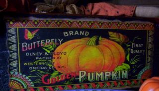 Primitive Antique Vintage Style Wood Sign - Halloween Thanksgiving Orange Pumpkin photo