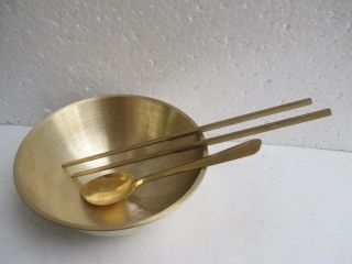 The Ancient Chinese Classic Antique Brass Bowl Chopsticks Spoons photo