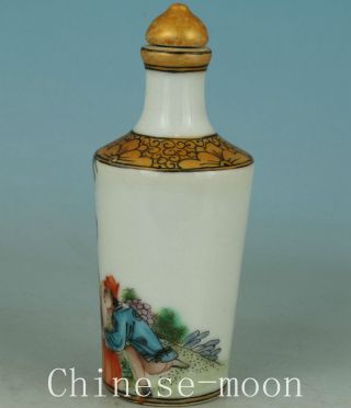 Asian Chinese Old Hand Painting Jingdezhen Porcelain Snuff Bottle Collect photo