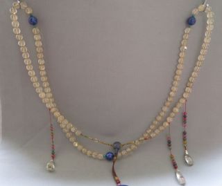 Ancient Chinese Crystal Bead Mandarin Court Necklace Long 47 Inch photo