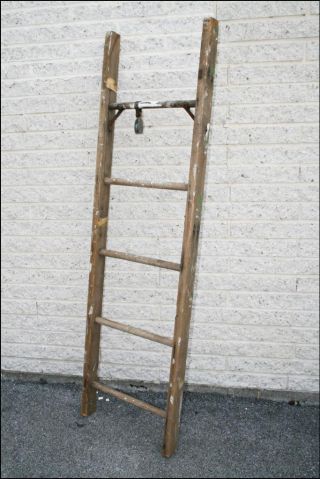 Vtg Wood Ladder Shelf 5 Step Wall Decor Primitive Loft Shabby Rustic Chic Wooden photo