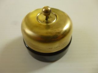 Vintage Brass & Porcelain Hubbell Toggle Switch On/off photo