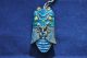 Antique Chinese Cicada Sterling Silver Needle Case Chatelaine Enamel Qing Period Amulets photo 5