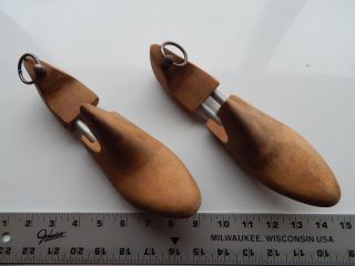 2 Vintage French Wooden Shoe Mold Form Strecher Cobbler Shoemaker Tools photo