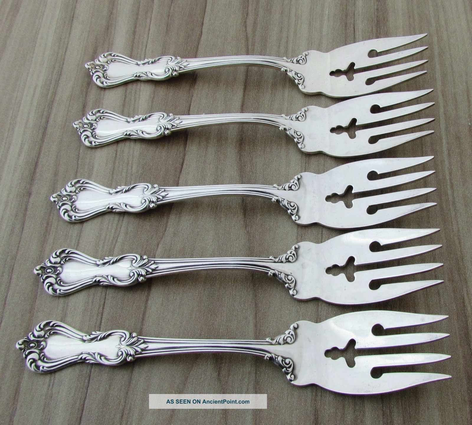 (5) Reed & Barton Sterling Silver Salad Forks,  1906,  Marlborough,  174.  1 Grams Flatware & Silverware photo