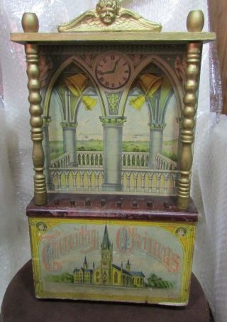 C 1920 Schoenhut Trinity Chimes Lithograph Paper On Wood Musical Toy photo