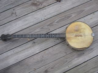 Unknown Antique/vintage 5 String Banjo With Goat Calf Vellum Head? 11 X 36 1/2 photo