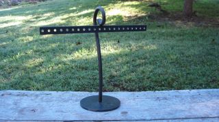 Vintage Mid Century Handmade Wrought Iron Earring Holder Primitive Jewelry Stand photo